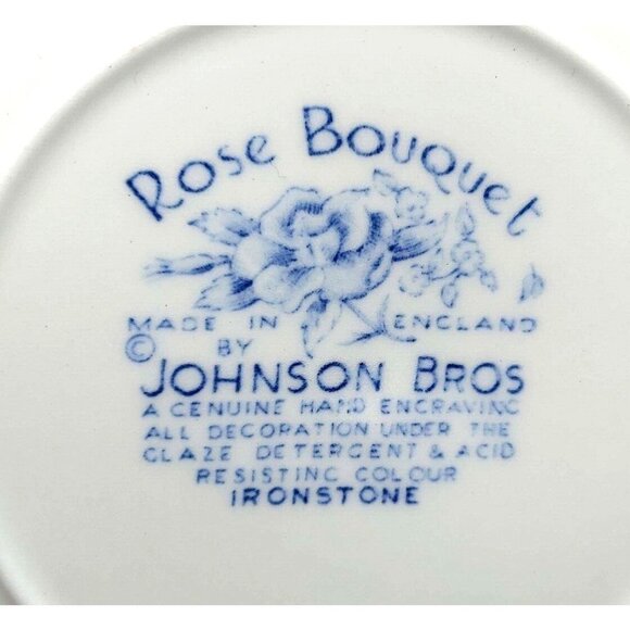 JOHNSON BROS Rose Bouquet Blue Set of 8 Bread Plates VINTAGE 6-7/8"-Discontinued - Picture 3 of 4